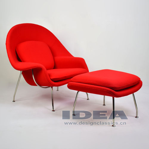 Womb Chair and Ottoman Red Fabric