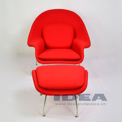 Womb Chair and Ottoman Red Fabric