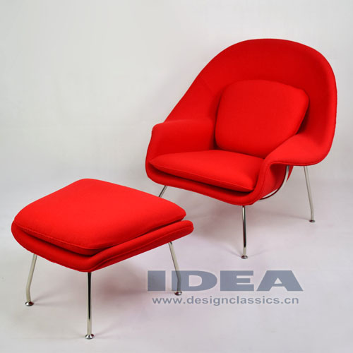 Womb Chair and Ottoman Red Fabric