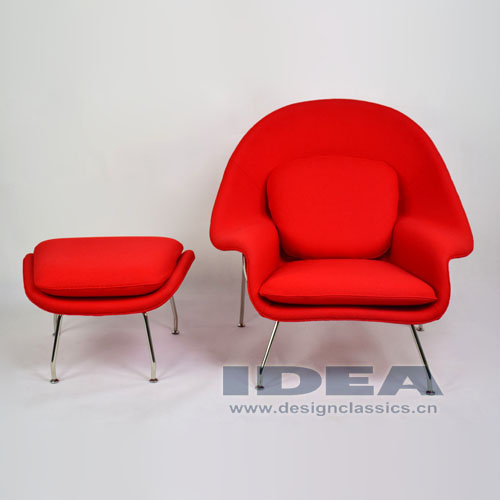 Womb Chair and Ottoman Red Fabric
