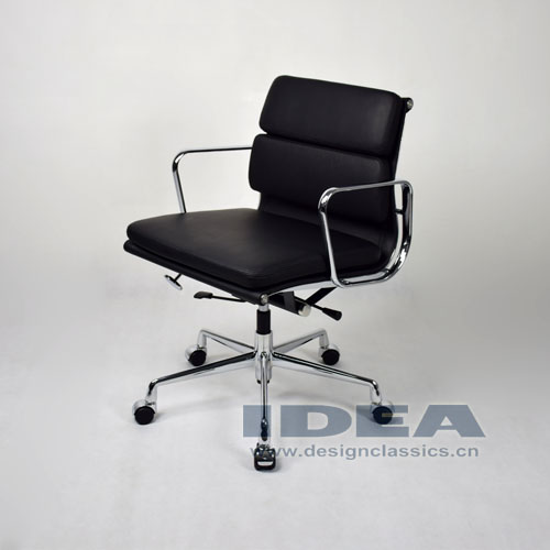 Eames Low Back Softpad Chair Black Leather