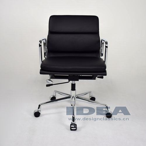 Eames Low Back Softpad Chair Black Leather