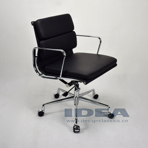 Eames Low Back Softpad Chair Black Leather