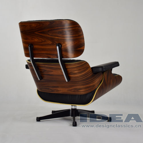 Charles Eames Lounge Chair and Ottoman Rosewood Veneer Black Leather
