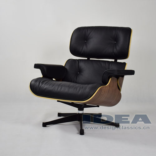 Eames Lounge Chair Walnut Shell Black Leather