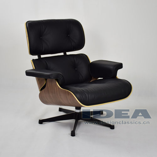 Eames Lounge Chair Walnut Shell Black Leather