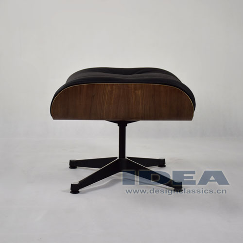 Eames Lounge Ottoman Walnut Shell Black Leather