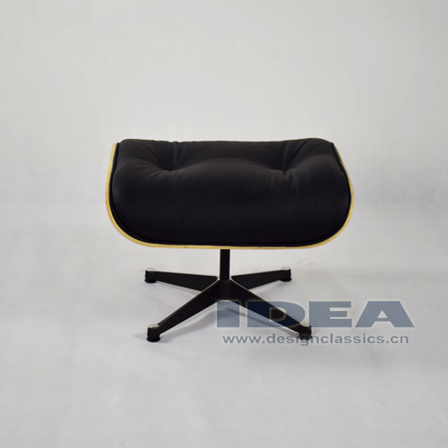 Eames Lounge Ottoman Walnut Shell Black Leather