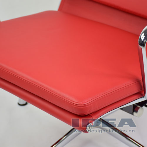 Eames Management Lounge Chair and Ottoman Red Leather