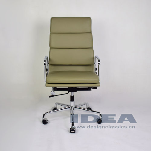 Eames Softpad High Back Office Chair Light Grey Leather