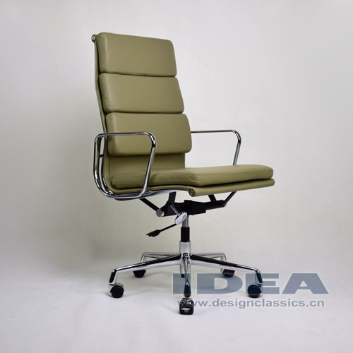 Eames Softpad High Back Office Chair Light Grey Leather