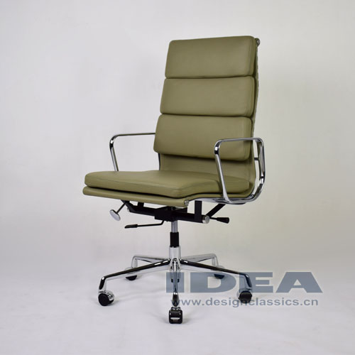 Eames Softpad High Back Office Chair Light Grey Leather