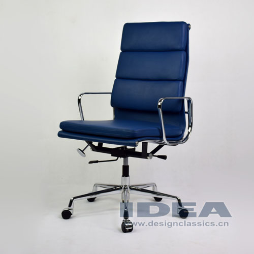 Eames Softpad High Back Office Chair Blue Leather