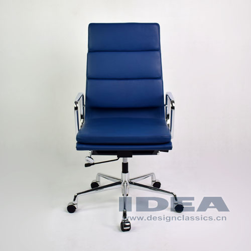 Eames Softpad High Back Office Chair Blue Leather