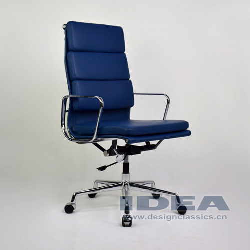 Eames Softpad High Back Office Chair Blue Leather