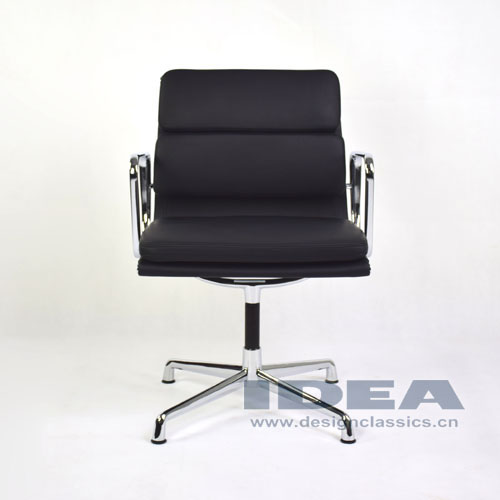 Eames Group Aluminum Management Chair Black Leather