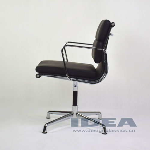 Eames Group Aluminum Management Chair Black Leather