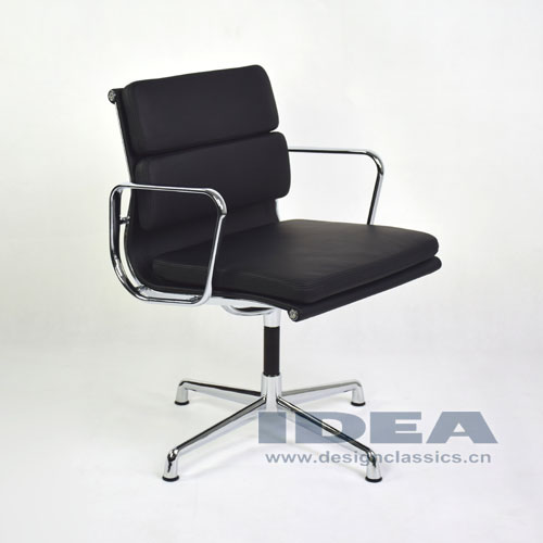 Eames Group Aluminum Management Chair Black Leather