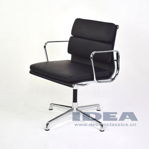 Eames Group Aluminum Management Chair Black Leather